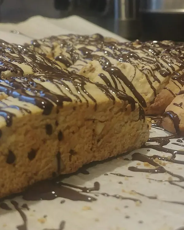 Biscotti with a chocolate drizzle