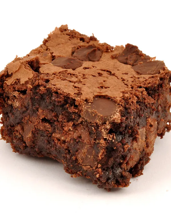 Chocolate brownie on a white background