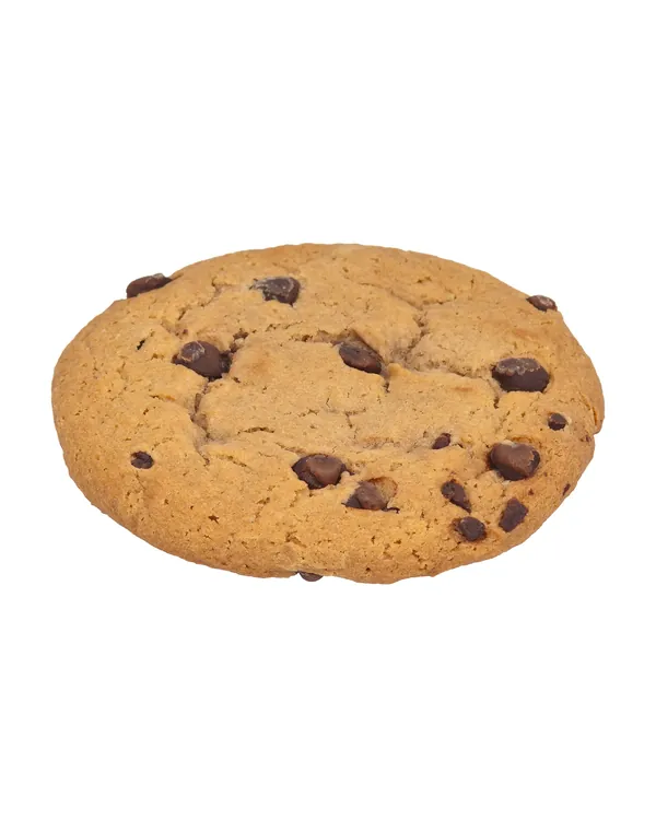 Chocolate chip cookie on a white background